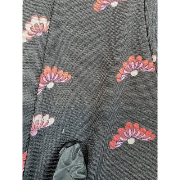 Ann Taylor Dress Womens 2 Black Floral Wrap V Neck Tie Waist Long Sleeve Jersey - Picture 3 of 12